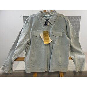 Denim & Co. Women’s Leather Waist Jacket Sz L New w/Tags Zip Front Blue